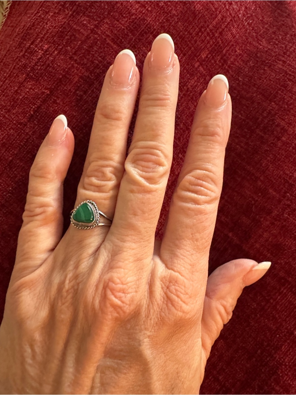 Vtg Navajo Malachite Silver
RING, Size 5 Green
Triangle, Native American